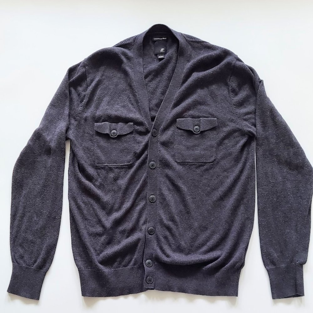JF Ferrar Button Down Cardigan Sweater Mens Medium Gray Cotton Modal